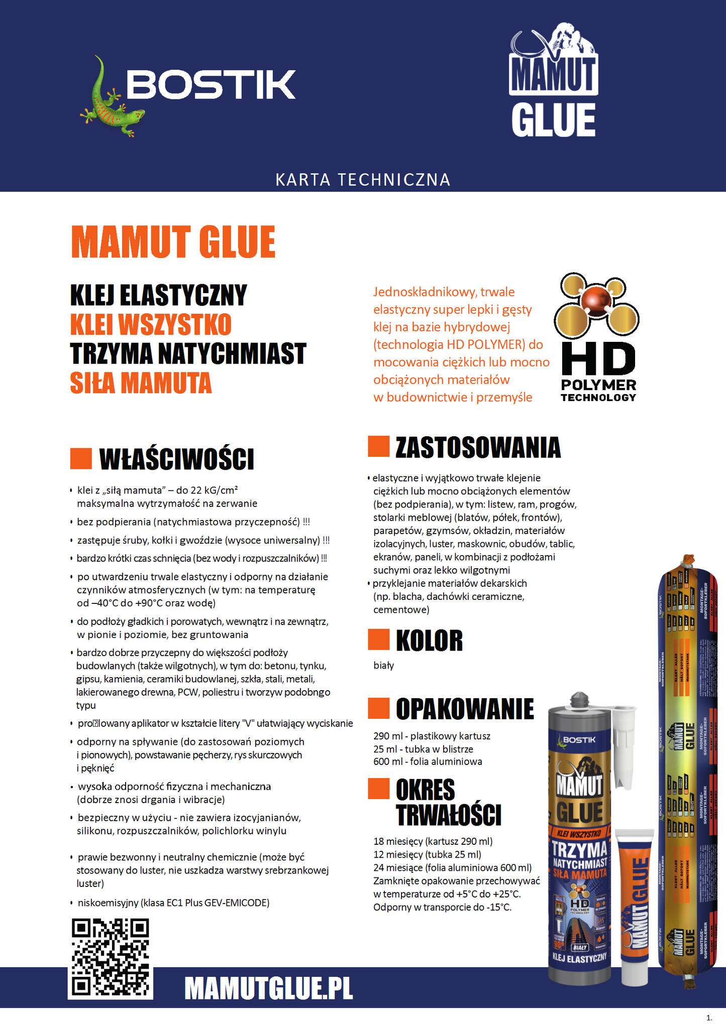 Klej montażowy Mamut Glue 290 ml do paneli tapicerowanych