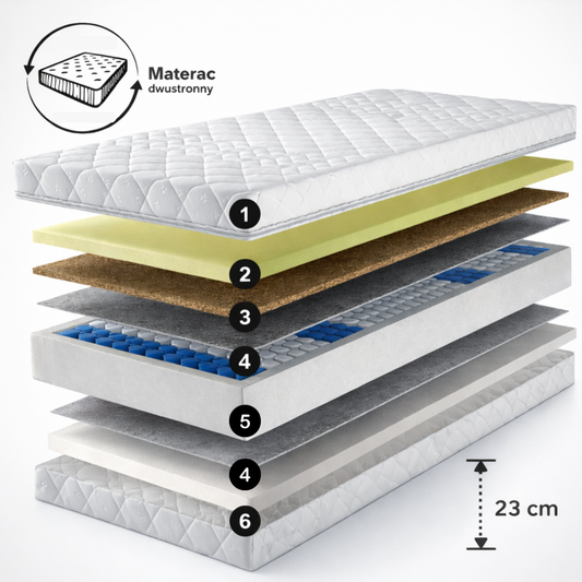 Materac kieszeniowy SIESTA 23 cm Pocket Visco HR Kokos